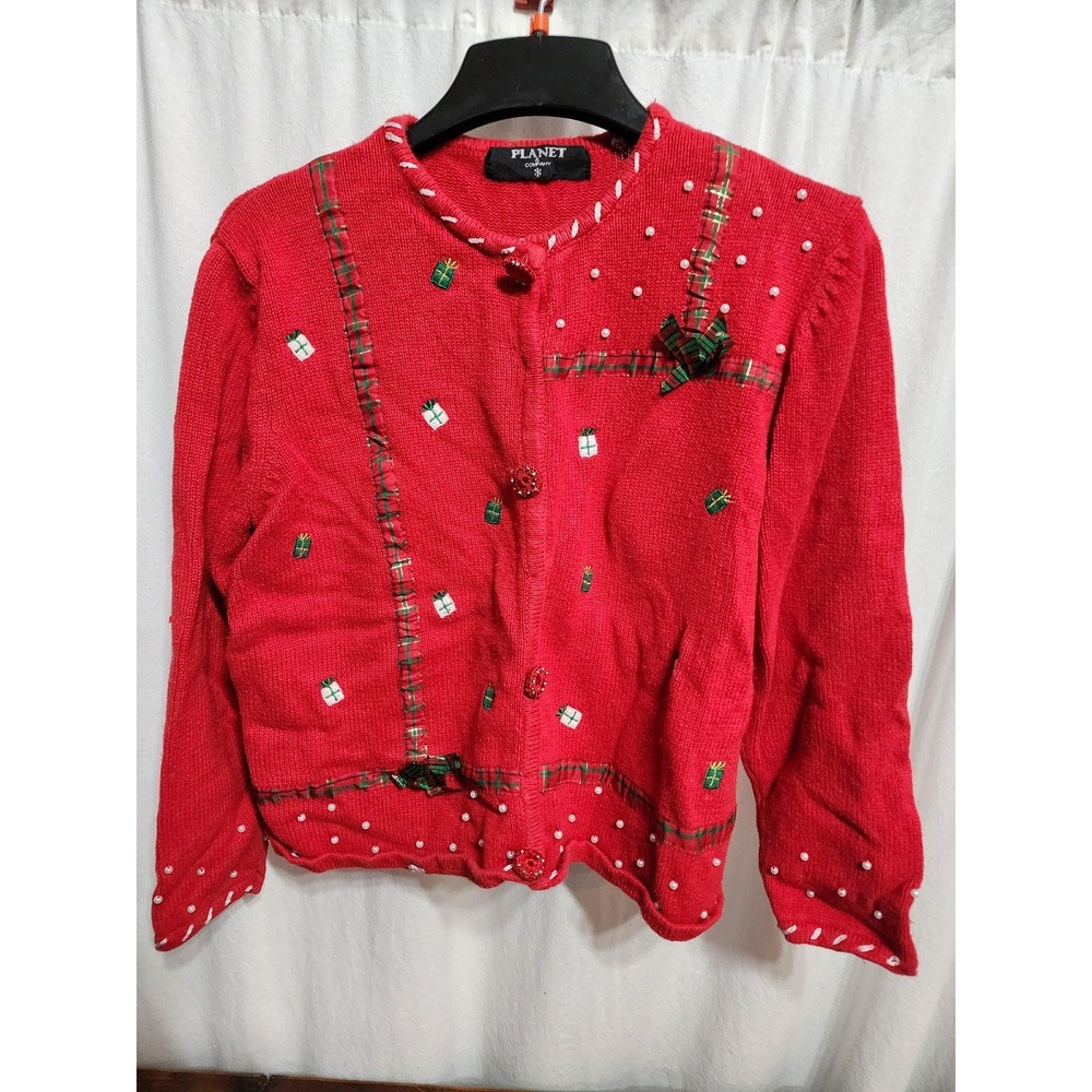Planet & Company Cardigan‎ Sweater Red Presents